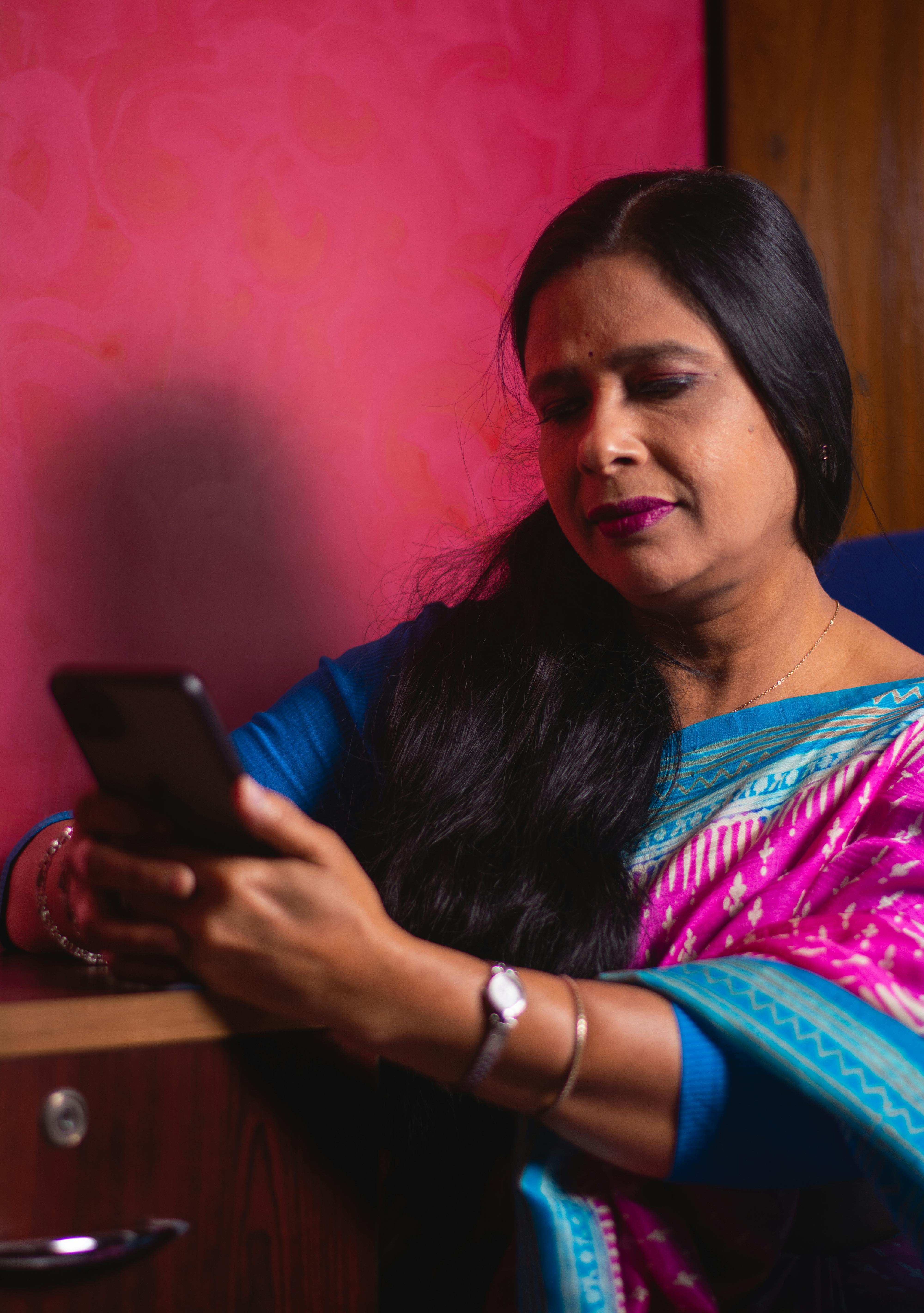Indian woman using a mobile phone